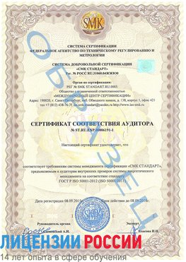 Образец сертификата соответствия аудитора №ST.RU.EXP.00006191-1 Пушкино Сертификат ISO 50001